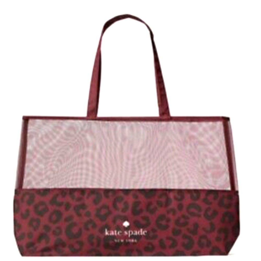 NEW Kate Spade Large Mesh Tote BlackBerry Leopard